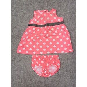 Carters Girls Size 6M 2 Piece Dress And Bottoms Bright Pink Polka Dot